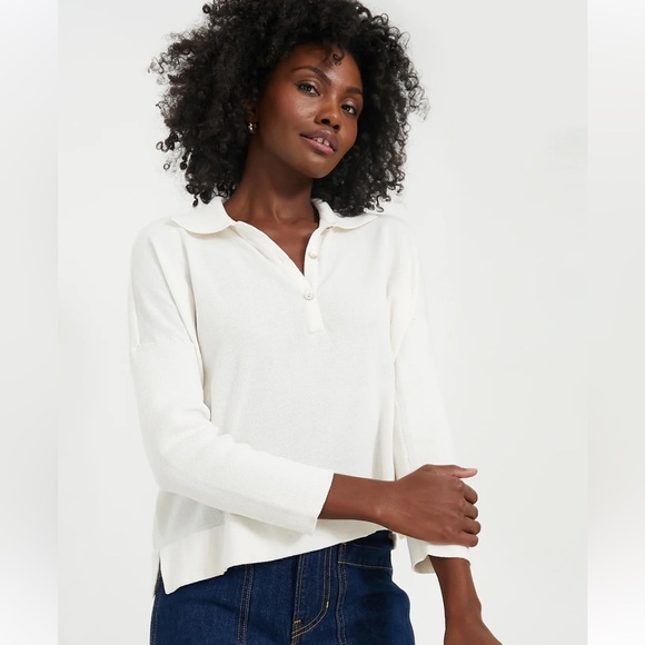 Tuckernuck Tops - TUCKERNUCK White Clayton Long Sleeve Knit Polo Size XL/XXL Spread Collar NWT